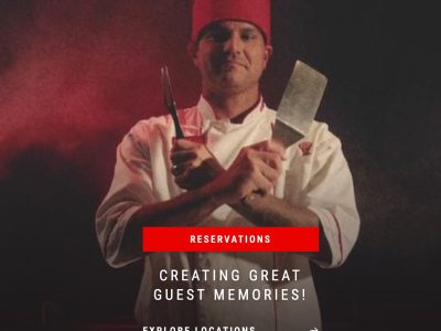 a screenshot of the Benihana website homepage